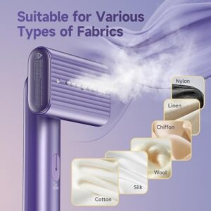 Travel Portable Steamer for clothes - Handheld Steamer for Fabric Clothing Wrinkles, 15s Fast Heat-up Rotary Garment Steamer, 1200W Light Mini Steam Iron for Home, Office and Travel (Purple) - Image 6