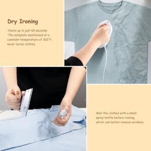 Newbealer Travel Iron with Global Voltage, 100-240V Mini Dry Iron for Clothes (No Steam), Max 300W, 60s Heat Up, 302℉ Non-Stick Ceramic Soleplate, 0.8lbs Ultra-Lightweight (Gold) - Image 6