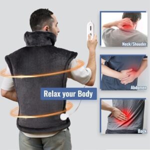 Tefici Heating Pad for Back Pain,Mothers Day Gifts,Birthday Gifts for Men Mom Dad,24'' x33'' Fast Heating, FSA HSA Eligible,Electric Heat Pad,2H Auto-Off,Neck and Shoulder Heat Pad,ETL Certified,Gray - Image 3