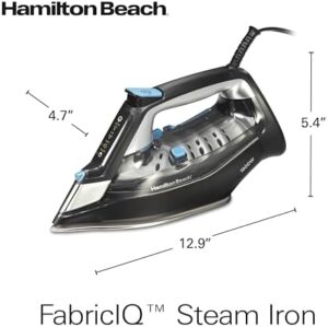 Hamilton Beach Steam Iron for Clothes & Garment Steamer with Intuitive FabricIQ Touchpad, Durable Stainless Steel Soleplate, 3-Way Auto Shutoff, 1800 Watts, 350ml Water Tank, 10' Cord, Black (14950) - Image 8