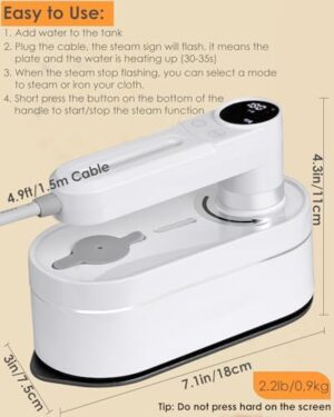 Travel Garment Steamer for Clothes, 1200W Steamer Iron for Clothes Travel Size Small Handheld Garment Steam Ironing Machine, Travel College Dorm Home Essentials - Image 7