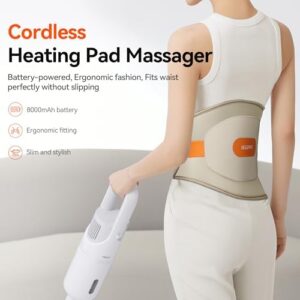Cordless Heating Pad for Back Pain Relief: MAXwarm 3.0[2025 Upgraded], IKEEPFIT Electric Heat Pad with Massager for Period Cramps, Extra Large 65", 8000mAh Battery, Gift for Women Men (Beige) - Image 3