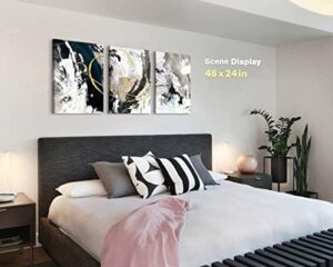 GIFTTWART Wall Art - Abstract Canvas Paintings, Black And White Graffiti Pictures for Living Room, Bedroom, Kitchen, Dining Room, Office - 48x24in - Image 3