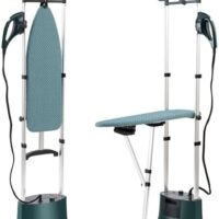 Standing Garment Steamer 1500W Professional Steamer for Clothes 25s Fast Heat-up with 1.6L/54 fl.oz Water Tank, Foldable Ironing Board, Garment Hanger, Ironing Gloves (Green)