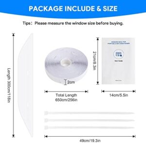 Portable Air Conditioner Window Seal, 500CM (197'') AC Casement Window Seal Kit, Hot Air Stop Air Exchange Guards with Zip and Adhesive Fastener Works with Tumble Dryer, Keep House Cool - Image 7