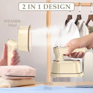 Travel Steamer for Clothes Portable Mini - 1000W Steamer and Iron 2 In 1, Rotary Handheld | 360° Ironing | 10S Preheating | Constant 302°F, Steamers for Clothes Travel Size College Dorm Home Essential - Image 2