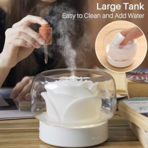 Essential Oil Diffuser Humidifier 2-in-1 Cool Mist Aromatherapy Diffuser with 7 Colors Night Lights Waterless Auto-Off Humidifier for Home Bedroom Office Yoga (White) - Image 5