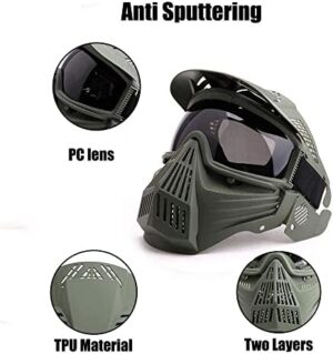 Airsoft Mask Tactical Masks Full Face with Lens Goggles Eye Protection for Halloween CS Survival Games Shooting Cosplay Mask Black Green Tan Grey - Image 6