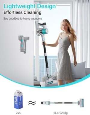 8-in-1 Cordless Stick Vacuum Cleaner, Lightweight, 40-Minute Runtime, Powerful Suction, Anti-Tangle for Pet Hair, Great for Hardwood Floors, Short-Pile Carpets, Stairs, Sofa, Gaps, and More - Image 3