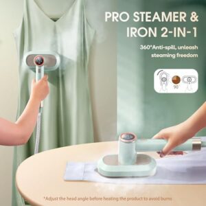 Newbealer 2In1 Pro Steam Station Iron, 1550W Turbo Steam for Clothes, 3 Steam & 3 Dry Heat Modes, 30s Heat Up, 1.2L Detachable Tank, Auto-Off, Self Cleaning, Commercial-Grade for Home & Hotel (Green) - Image 7
