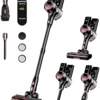 Cordless Vacuum Cleaner, 40Kpa 45Mins Vacuum Cleaners for Home, 8-in-1 Lightweight Stick Vacuum with Powerful Suction, Anti-tangle Wireless Vacuum for Carpet, Tile, Pet Hair, Hardwood Floors, Black