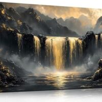 Waterfall Canvas Wall Art for Living Room - Mountain Art Wall Decor for Office - Modern Wall Art for Bedroom Size 20" x 40"