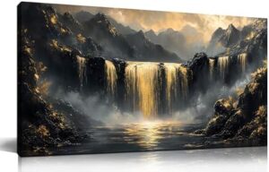 Waterfall Canvas Wall Art for Living Room - Mountain Art Wall Decor for Office - Modern Wall Art for Bedroom Size 20" x 40"