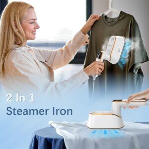 Portable Travel Steamer Iron for Clothes with LCD Display - 4 Mode Handheld Mini Clothing Steam Iron, 1200W Small Garment Steamer, Hand Held Fabric Steamer for Home, Dorm, Travel (120V ONLY)(White) - Image 3