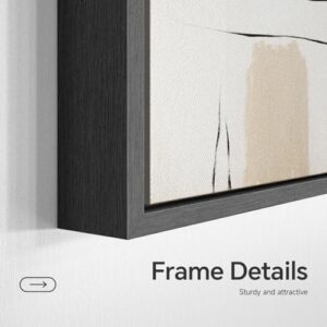 Framed Large Boho Black and White Abstract Wall Art for Living Room Hallway Office, Set of 3 Piece Modern Neutral Minimalist Canvas Paintings Wall Decor Art Prints Pictures 24x36 Inch - Image 5