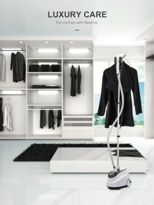 Professional Steamer for Clothes, Reemix Standing Steamer with Garment Hanger, Heats in 30 Seconds, Large Detachable Water Tank for 1 Hour Continuous Steaming, Includes Fabric Brush, Easy-roll Wheels - Image 6