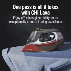 CHI Steam Iron for Clothes with 8’ Retractable Cord, 1700 Watts, 3-Way Auto Shutoff, 400+ Holes, Professional Grade, Temperature Control Dial, Lava Infused Ceramic Soleplate, Black (13113) - Image 3
