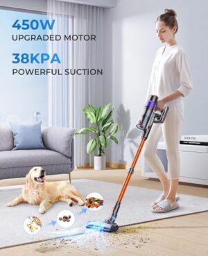 LaresarSSR Cordless Vacuum Cleaner, 450W/38000pa Stick Vacuum Cleaner with Touch Screen, Max 55 Mins Runtime, Handheld Vacuum Cleaner for Home - Image 5