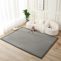 Premium Baby Play Mat for Floor 80" x 110" Dark Gray – Cloud-Soft Coral Velvet Memory Foam Rug for Crawling & Play – Non-Slip, Water-Resistant, Easy-Care Muscle Mat – Non-Toxic Padded Playmat