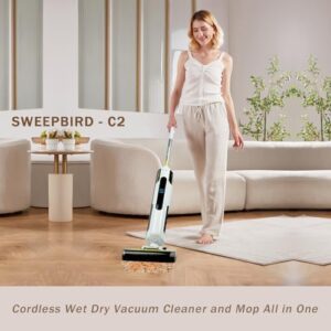 Cordless Wet Dry Vacuum Cleaner for Hard Floors/Carpet, Lightweight Vacuum Cleaner Mop with Self Cleaning, Swivel Steering, LED Display & Voice Assistance, Upright Vacuum for Home - Image 2