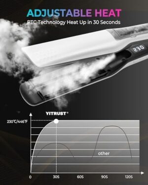 Hair Straightener, 1 Inch Steam Hair Straightener & Curling Iron 2-in-1,Fast Heat-Up, Negative Ion & Steam Hair Care,Professional Ceramic Double Voltage Straightener for Less Frizz Shinier - Image 4