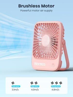 USB Desk Fan 2Pack, USB C Corded Powered Personal Fan, Strong Airflow Quiet Operation, 3 Speeds Wind Small USB Desktop Fan With 180° Tilt Folding for Office Table Home Pink - Image 4
