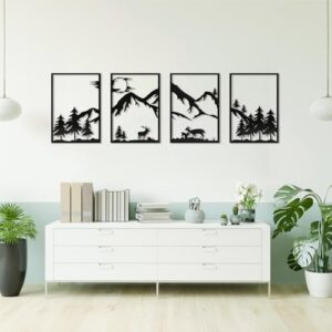LONGKING 4 Pack Metal Wall Art, Mountain Iron Wall Sculpture, Art Wall Décor for Office, Dining Room, Living Room, Bedroom (Black, 17 x 12 in) - Image 8