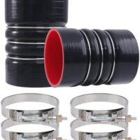 2PCS Silicone Charge Air Cooler Hump Hose Boot Set 4" x 6" with stainless steel T Bolt Clamp,Air Intake and Intercooler CAC Hose Kit,4 inch ID Black