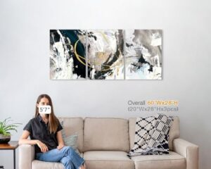 GIFTTWART Wall Art - Abstract Canvas Paintings, Black And White Graffiti Pictures for Living Room, Bedroom, Kitchen, Dining Room, Office - 48x24in - Image 7