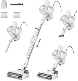 FABULETTA 23Ft Corded Stick Vacuum, 600W Power Stick Vacuum with Telescopic Alloy Tube, 6 in 1 Ultra- Light Corded Vacuums Cleaner Converts to a Hand Vacuums, Great for Pet Hair & Hard Floor