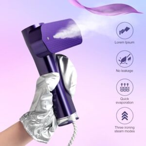 Portable Steamer for Clothes, 1200W Flat-Hanging Travel Steamer, 3 Levels for Powerful Handheld Clothes Steam, 15s Fast Heating for Travel Home Office and Dorm, 100ml(Purple) - Image 2