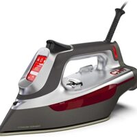 CHI Steam Iron for Clothes with Titanium Infused Ceramic Soleplate, 300+ Holes for Powerful Steaming, XL 10’ Cord, 3-Way Auto Shutoff, 1800 Watts, Advanced Touchscreen, Silver (13103)