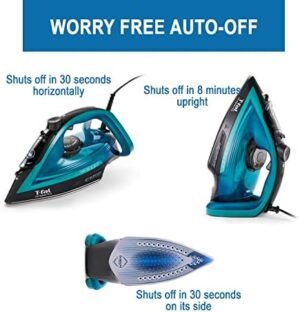 T-Fal Ultraglide Steam Iron for Clothes Durilium Soleplate, Precision Tip, Anti-Drip, Auto-Off 1800 Watts Ironing, Steaming FV5841U0 - Image 6