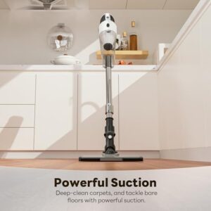 TECBOT Cordless Vacuum Cleaner, 12000 Pa Powerful Stick Vacuum with Brushless Motor, LED Touch Display, 30 Mins Long Runtime, Self-Standing Lightweight Vacuum for Hard Floor Carpet Hair, Gray - Image 5