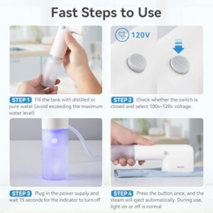 Travel Steamer for Clothes, Fashion Portable Handheld Garment Steamer, 15S Heat Up, Olayks Travel Size Steamer & Iron 2 In 1, 1.1lbs, Fabric Wrinkle Remover for All Clothes, White - Image 7