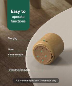 Portable Sound Machine - Travel White Noise Machine for Adults & Baby, 16 Relaxing Sounds, Timer & Rechargeable, Mini for Office, Hotel, Home (Wood) - Image 7