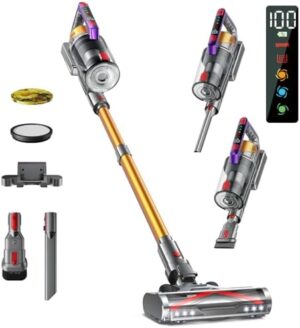 Cordless Vacuum Cleaner, 550W/45KPA Self-Standing Vacuum Cleaners for Home, Max 60Mins Anti-Tangle Stick Vacuum with Aromatherapy, Dual-Handheld Lightweight Vacuum for Pet Hair, Carpets, Hardwood