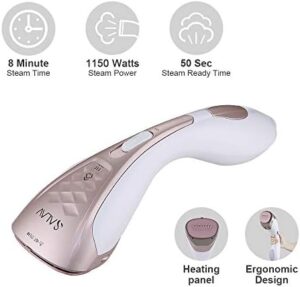 SALAV Steamer for clothes Handheld Iron 2 in 1, 2 Steam Settings, for Both Vertical and Horizontal Garment Handling, Ceramic Coated Metal Steam Panel, 150 ml Big Water Tank, 1150 Watt Rose Gold - Image 9
