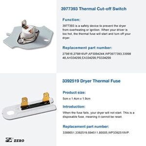 ZERO 279838 Dryer Heating Element 3977767 3392519 Thermostat Fuse Kit 3977393 Thermal Fuse & 3387134 Dryer Thermostat for whirlpool kenmore roper maytag estate Inglis crosley amana kitchenaid parts - Image 6