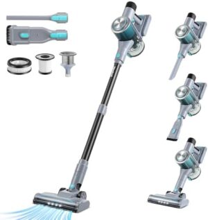 8-in-1 Cordless Stick Vacuum Cleaner, Lightweight, 40-Minute Runtime, Powerful Suction, Anti-Tangle for Pet Hair, Great for Hardwood Floors, Short-Pile Carpets, Stairs, Sofa, Gaps, and More