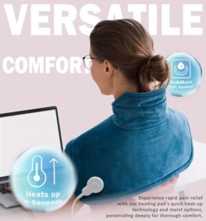 Heating Pad for Neck and Shoulder, 2lb Weighted Neck Heating Pad for Pain Relief, Valentines Day Birthday Christmas Gifts for Women Men Mom Dad, Mothers Day Gifts, 6 Heat Settings Auto-Off Home Office - Image 3