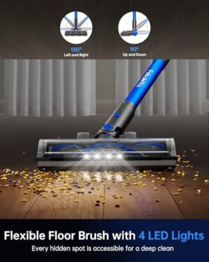 FABULETTA Upgraded 650W Corded Stick Vacuum, 23Ft Corded Vacuum Cleaner Up to 2 Gear Adjustment, Lightweight Corded Vacuum with 1.5L Dust Cup, Suit for Hard Floor & Pet Hair, Black & Blue - Image 6