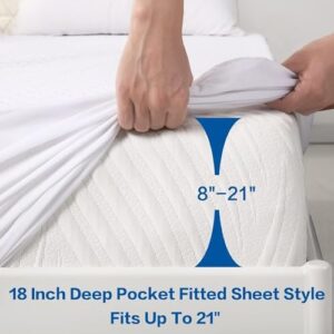 Premium 100% Waterproof Mattress Protector,Cooling Twin Mattress Pad Cover for College Dorm Breathable 4D Air Fabric,8-21" Extra Deep Pocket,Noiseless Vinyl-Free Washable (Beehive,Twin 39"x75") - Image 5