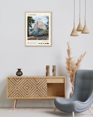 HesenDot Natural OAK Wood Yosemite National Park Framed Wall Art,12x16in Natural Scenery Canvas Wall Print,Classic Urban Landmark Wall Decor for Living Room,Bedroom,Office Gallery Gifts Set of 1 - Image 2