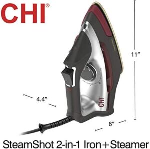 CHI Steam 2-in-1 Steam Iron and Vertical Garment Steamer with Targeted SteamShot for Clothes with Titanium Infused Soleplate, 1200 Watts, 10’ Cord (13108), Medium - Image 6