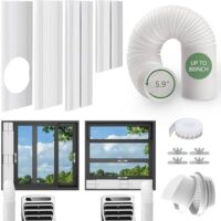 Portable Air Conditioner Window Vent Kit with 5.9" Diameter Exhaust Hose & Coupler Filter & Waterproof Rain Cover,Adjustable AC Window Seal Kit for Horizontal/Vertical Window Max length 55 inches