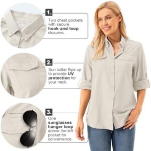 Womens UPF 50+ UV Sun Protection Safari Shirts Long Sleeve Outdoor Cool Quick Dry Fishing Hiking Gardening Shirts - Image 2