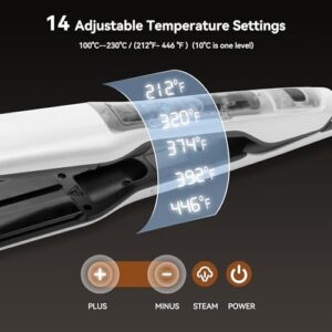 Hair Straightener, 1 Inch Steam Hair Straightener & Curling Iron 2-in-1,Fast Heat-Up, Negative Ion & Steam Hair Care,Professional Ceramic Double Voltage Straightener for Less Frizz Shinier - Image 6