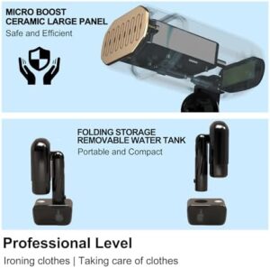 2-in-1 Steam Iron & Garment Steamer, Foldable & Removable Clothes Iron Steamer Handheld with 330mL Tank, 5-Mode LED Display Dry & Steam Ironing, Professional Wrinkle Remover for All Fabrics - Image 7