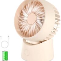 Desk Fan Small Air Circulator Fan - 4 Speeds Quiet 120°Oscillating Fan 35°Adjustable Tilt, Portable fans for Cooling Home Dorm Office Bedroom Kitchen Tent (Beige)